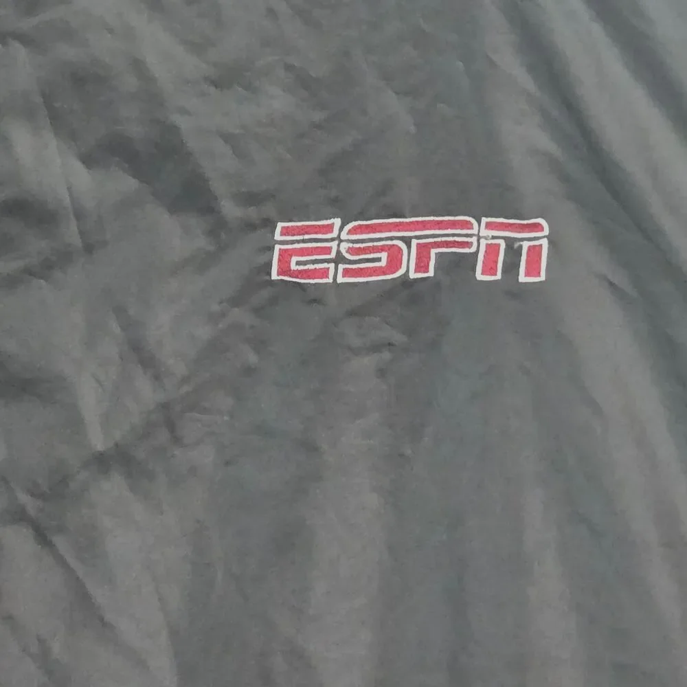 ESPN SportsCenter Windbreaker Pullover Jacket Black Red Size M Vintage